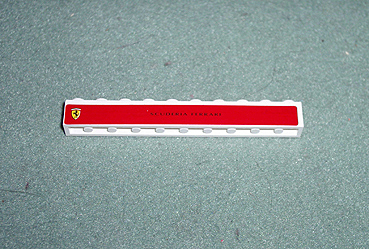 Brick 1 x 10 with Ferrari Logo Left and 'SCUDERIA FERRARI' Center Small Print Pattern on Both Sides (Stickers) - Set 8375