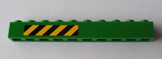 Brick 1 x 10 with Black and Yellow Danger Stripes Pattern Left Side (Sticker) - Set 7939