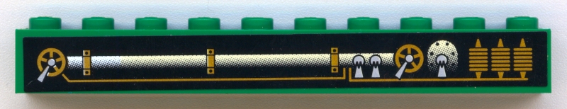 Brick 1 x 10 with Engine and Pipes Pattern Model Right Side (Sticker) - My Own Train Sets