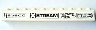 Brick 1 x 10 with Black 'Hevado', 'XSTREAM', 'Super Fast' and 'NUTY REZ' Pattern (Sticker) - Set 8154