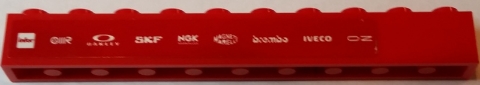 Brick 1 x 10 with 'infor', OIIR', 'OAKLEY', 'SKF', 'NGK SPARK PLUGS', MAGNETI MARELLI', 'brembo', IVECO' and 'OZ' Pattern (Sticker) - Set 75913