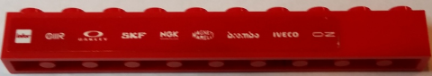 Brick 1 x 10 with 'infor', OIIR', 'OAKLEY', 'SKF', 'NGK SPARK PLUGS', MAGNETI MARELLI', 'brembo', IVECO' and 'OZ' Pattern (Sticker) - Set 75913