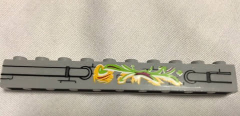 Brick 1 x 10 with Pipes and Lime and Light Orange Splash Pattern (Sticker) - Set 79117