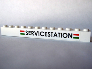 Brick 1 x 12 with 'SERVICESTATION' Pattern (Sticker) - Set 10184