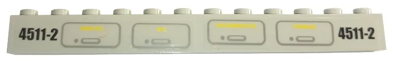 Brick 1 x 12 with '4511-2' and 'WATER', 'OIL', 'PNEUMATICS' and 'POWER' Pattern (Stickers) - Sets 4511 / 10158