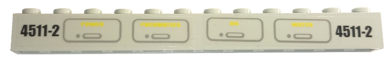 Brick 1 x 12 with '4511-2' and 'POWER', 'PNEUMATICS', 'OIL' and 'WATER' Pattern (Stickers) - Sets 4511 / 10158