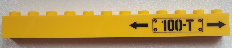 Brick 1 x 12 with Black Arrows and '100-T' Pattern on Right (Sticker) - Set 60052