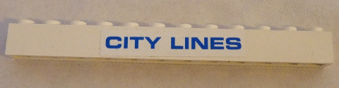 Brick 1 x 12 with Blue 'CITY LINES' Pattern (Sticker) - Set 7994