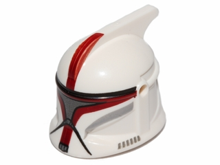Minifigure, Headgear Helmet SW Clone Trooper with Holes, Dark Red Markings and Silver Visor Pattern (Clone Trooper Captain)
