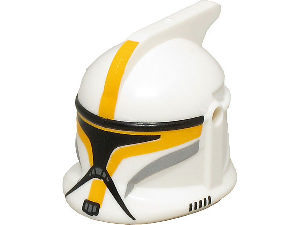 Minifigure, Headgear Helmet SW Clone Trooper with Holes, Bright Light Orange Markings and Black Visor Pattern (Clone Trooper Commander)