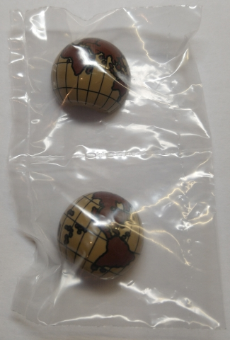 Cylinder Hemisphere 2 x 2 with Dark Brown Globe Pattern