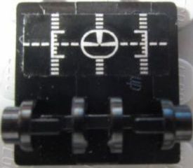 Hinge Brick 2 x 2 Top Plate with Silver Head-Up Display (HUD) on Black Background Pattern (Sticker) - Set 7753