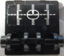 Hinge Brick 2 x 2 Top Plate with Silver Head-Up Display (HUD) on Black Background Pattern (Sticker) - Set 7753