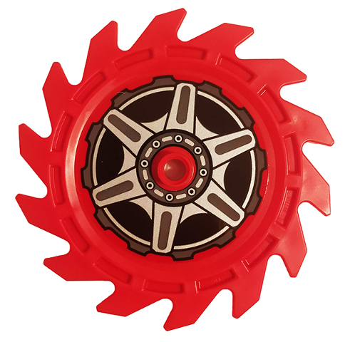 Technic Circular Saw Blade 9 x 9 with Pin Hole and Teeth in Same Direction with Wheel Spokes and Hub Pattern on Both Sides (Stickers) - Set 70642