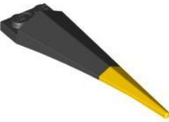 Plate, Modified 1 x 2 with Angular Extension with Molded Flexible Rubber Yellow Tip Pattern