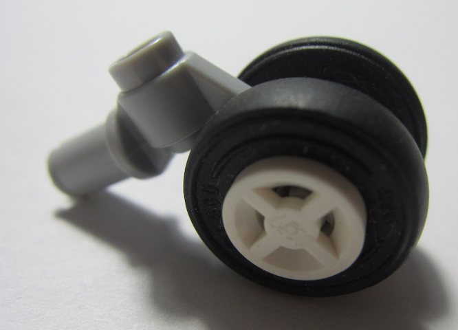 Technic Pin with Dual Wheels Holder with White Wheels and Black Tires (61483 / 4624 / 3139)