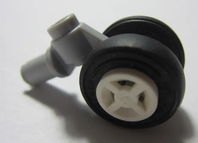 Technic Pin with Dual Wheels Holder with White Wheels and Black Tires (61483 / 4624 / 3139)