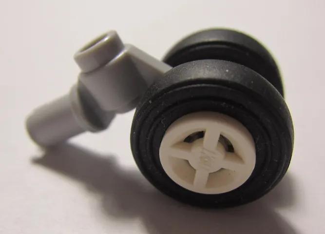 Technic Pin with Dual Wheels Holder with White Wheels and Black Tires (61483 / 4624 / 59895)