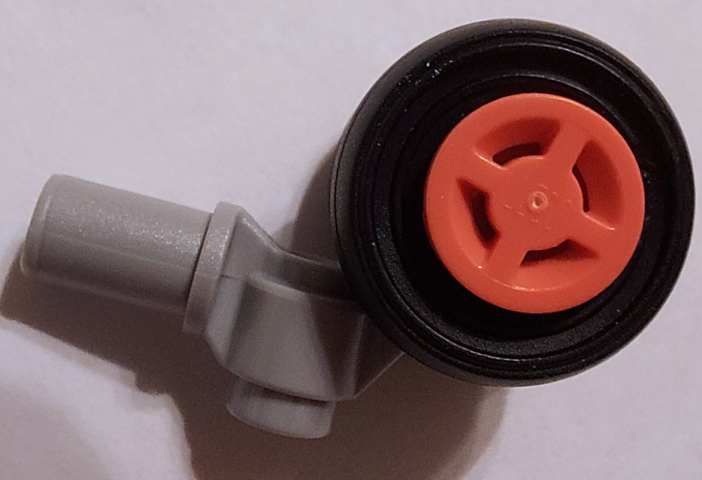 Technic Pin with Dual Wheels Holder with Coral Wheels with Slot and Black Tires (61483 / 34337 / 59895)