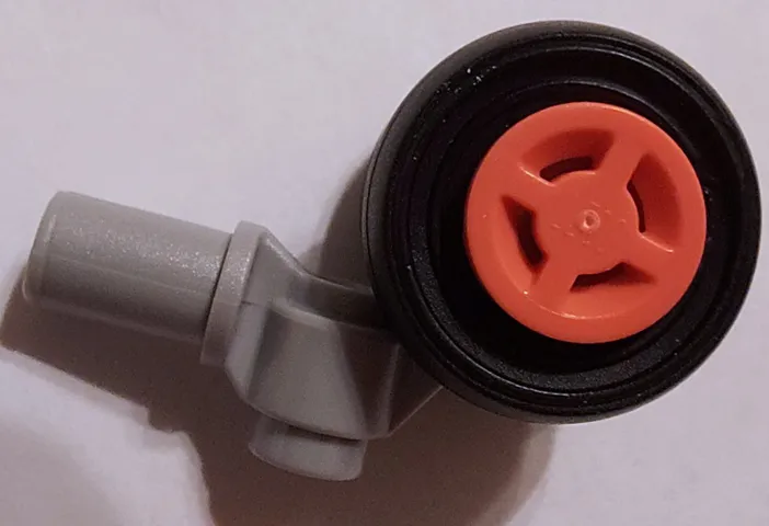 Technic Pin with Dual Wheels Holder with Coral Wheels with Slot and Black Tires (61483 / 34337 / 59895)