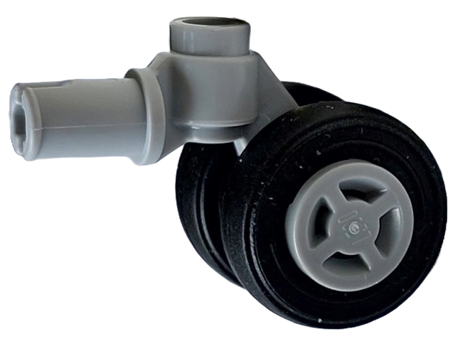 Technic Pin with Dual Wheels Holder with Light Bluish Gray Wheels with Slot and Black Tires (61483 / 34337 / 59895)