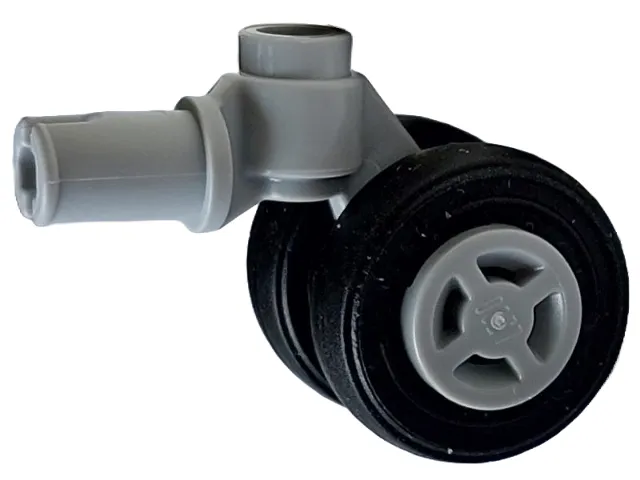 Technic Pin with Dual Wheels Holder with Light Bluish Gray Wheels with Slot and Black Tires (61483 / 34337 / 59895)