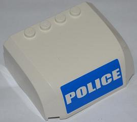 Windscreen 5 x 6 x 2 Curved Top Canopy with 4 Studs with White 'POLICE' on Blue Background Pattern (Sticker) - Set 7288