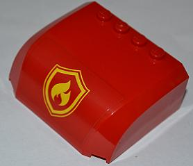 Windscreen 5 x 6 x 2 Curved Top Canopy with 4 Studs with Yellow and Red Fire Logo Badge Pattern (Sticker) - Set 4430