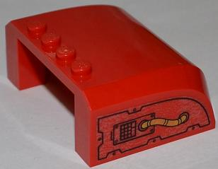 Windscreen 5 x 6 x 2 Curved Top Canopy with 4 Studs with Plate with Rivets, Grille and Pipe Pattern on Both Sides (Stickers) - Set 6860