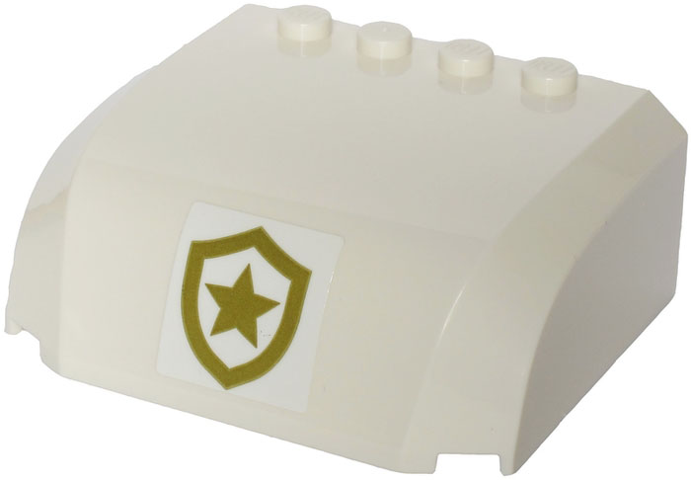 Windscreen 5 x 6 x 2 Curved Top Canopy with 4 Studs with Police Gold Star Badge Logo on White Background Pattern (Sticker) - Set 60244