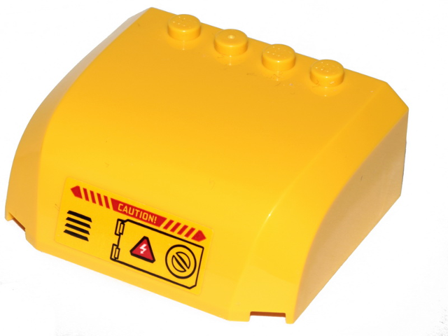 Windscreen 5 x 6 x 2 Curved Top Canopy with 4 Studs with 'CAUTION!', Hatch and Vents Pattern (Sticker) - Set 60264