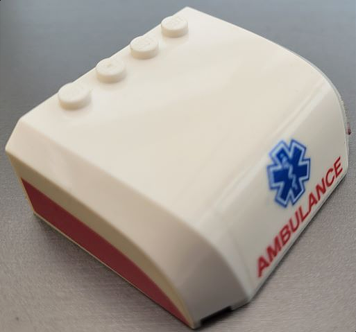 Windscreen 5 x 6 x 2 Curved Top Canopy with 4 Studs with Blue EMT Star of Life and Red 'AMBULANCE' and Stripes Pattern (Stickers) - Set 60204