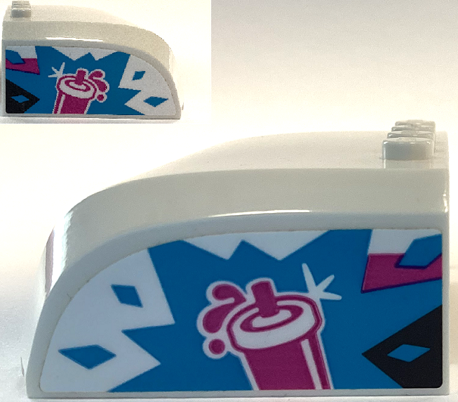 Windscreen 5 x 6 x 2 Curved Top Canopy with 4 Studs with Dark Azure Starburst Explosion and Magenta Slushy Cup with Lid and Straw Pattern on Both Sides (Stickers) - Set 60384
