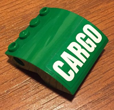 Slope, Curved 4 x 4 x 2 with 4 Studs and Pin Holes with White 'CARGO' Pattern (Sticker) - Set 60022
