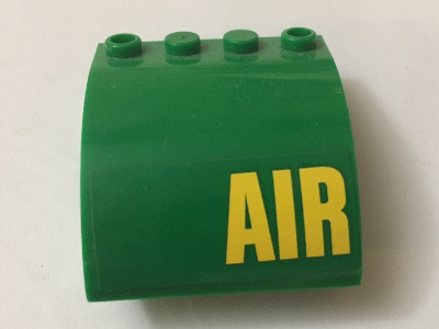 Slope, Curved 4 x 4 x 2 with 4 Studs and Pin Holes with Yellow 'AIR' Pattern (Sticker) - Set 60022