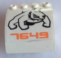 Slope, Curved 4 x 4 x 2 with 4 Studs and Pin Holes with Black Bulldog and '7649' Pattern Model Right Side (Sticker) - Set 7649
