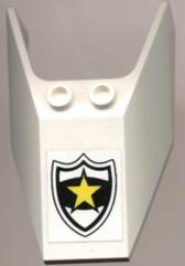 Windscreen 6 x 4 x 1 1/3 with Bottom Tabs and Hollow Studs with Police Yellow Star Badge Pattern (Sticker) - Set 6545