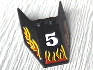 Windscreen 6 x 4 x 1 1/3 with Bottom Tabs and Hollow Studs with Number 5 and Red Flames Pattern (Stickers) - Set 6568