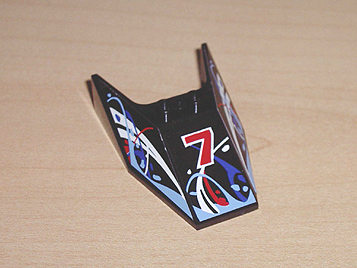 Windscreen 6 x 4 x 1 1/3 with Bottom Tabs and Hollow Studs with Number 7 and Blue, White and Red Swirls Pattern (Stickers) - Set 8223