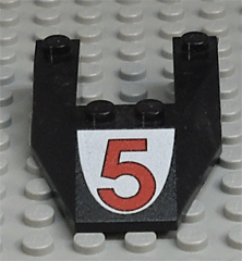 Wedge 6 x 4 Cutout without Stud Notches with Red Number 5 Pattern