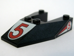 Wedge 6 x 4 Cutout without Stud Notches with Red Number 5 Print & Red '5' Pattern on Both Sides (Stickers) - Set 6334