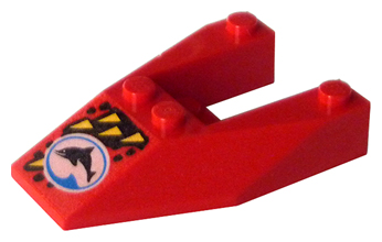 Wedge 6 x 4 Cutout without Stud Notches with Divers Blue Team Logo Pattern