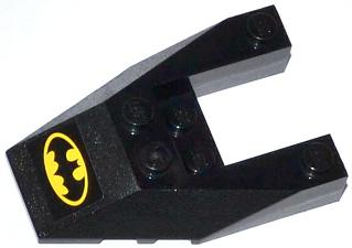 Wedge 6 x 4 Cutout with Stud Notches with Yellow Batman Logo Pattern (Sticker) - Set 76013
