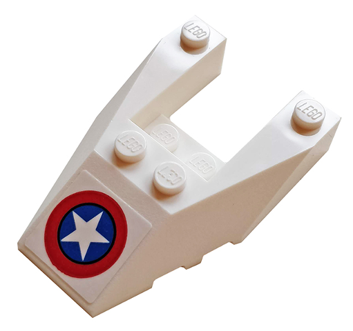 Wedge 6 x 4 Cutout with Stud Notches with Captain America Logo on White Background Pattern (Sticker) - Set 76076