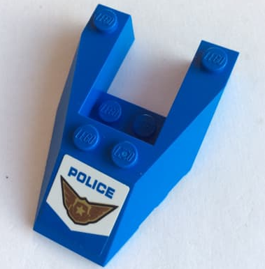 Wedge 6 x 4 Cutout with Stud Notches with Blue 'POLICE' and Badge Pattern (Sticker) - Set 60208