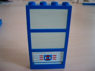 Window 1 x 4 x 6 with 3 Panes with Fixed Trans-Light Blue Glass with Coast Guard Logo Pattern (Sticker) - Set 6338