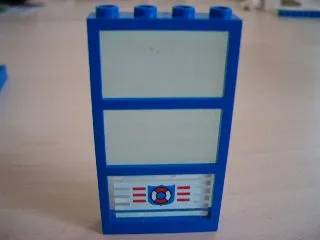 Window 1 x 4 x 6 with 3 Panes with Fixed Trans-Light Blue Glass with Coast Guard Logo Pattern (Sticker) - Set 6338