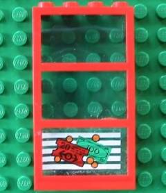 Window 1 x 4 x 6 with 3 Panes with Fixed Trans-Light Blue Glass with Money and Red Ticket Left Pattern (Sticker) - Set 4556