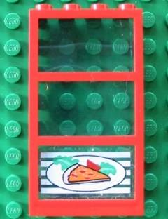Window 1 x 4 x 6 with 3 Panes with Fixed Trans-Light Blue Glass with Pizza Pointing Right Pattern (Sticker) - Set 4556