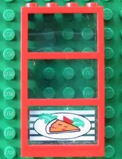 Window 1 x 4 x 6 with 3 Panes with Fixed Trans-Light Blue Glass with Pizza Pointing Right Pattern (Sticker) - Set 4556